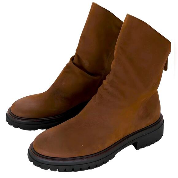 PAUL GREEN NOBU Zip-Up Ankle Boot Brown Nubuck, Slouchy Lug Sole 9, 6.5 UK - Picture 1 of 8